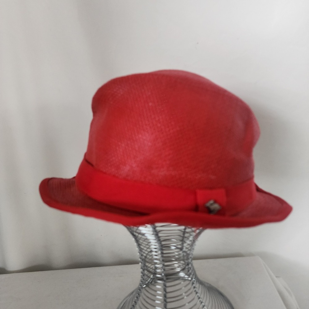 Peter Grimm Red Fedora Hat 100% Natural Fiber Red One Size